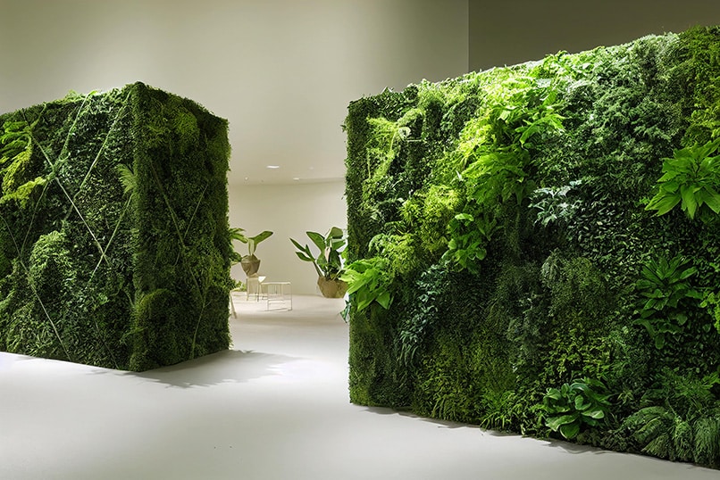 2 big moss walls in office space